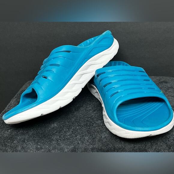 Hoka One Ora Mens Size 13 Blue Recovery Slide Sandals Lightweight Cushioned - Picture 4 of 10